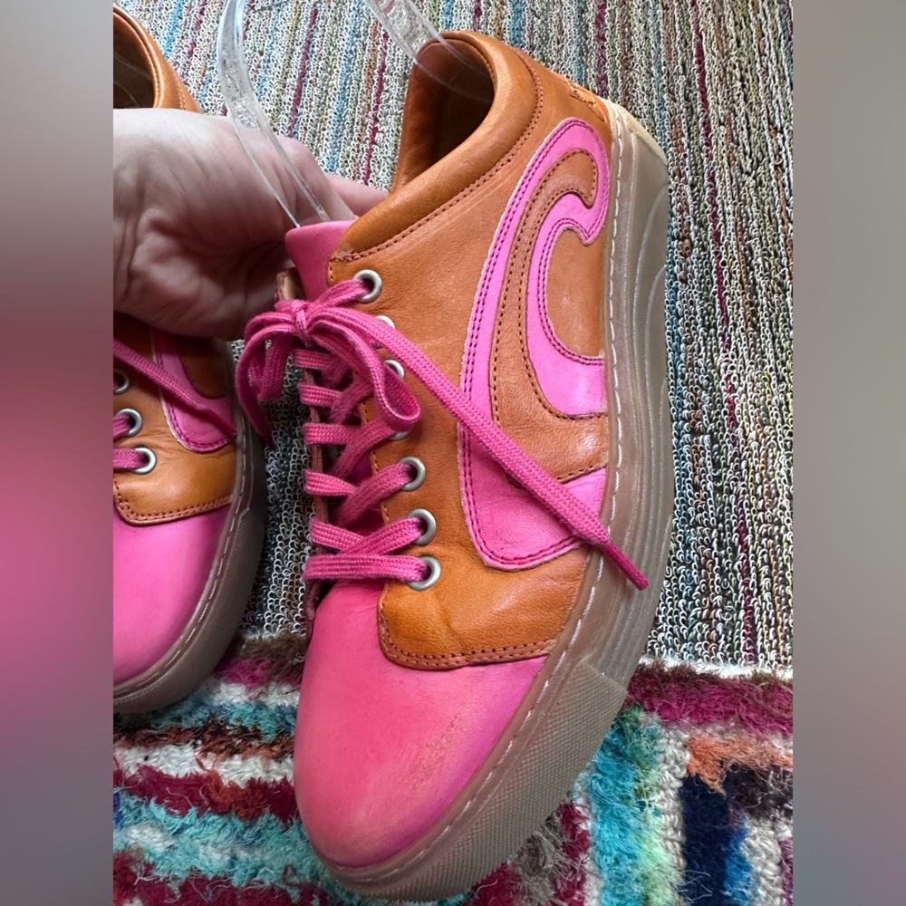 SOLD!! Fluevog  LoPro Fakie pink/orange swirl leather sneaker-M9/W11 (fits LG) - Picture 11 of 16